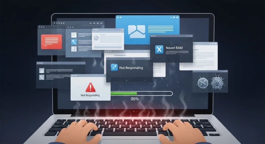 What happens when your laptop runs on low RAM? Slow performance, unresponsive apps, and freezing can occur.