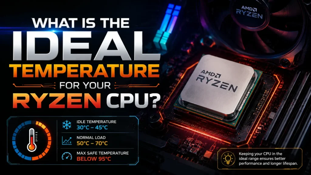 What is the Ideal Temperature for Your Ryzen CPU? Showing ideal CPU temperature ranges and Ryzen processor cooling.