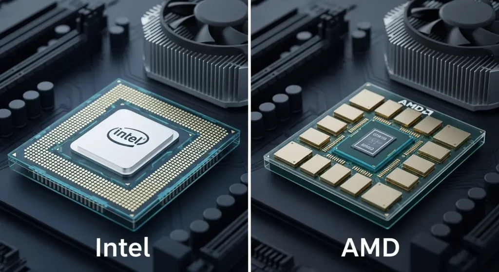 Comparison of Intel and AMD CPUs, highlighting differences in CPU package temperature in Intel vs. AMD processors.