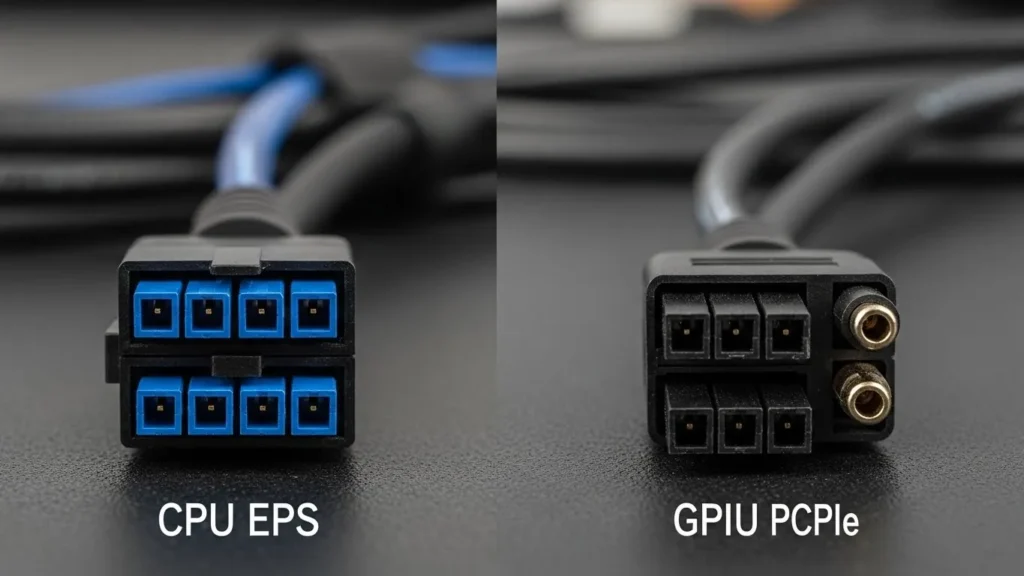 Why CPU cables cannot be used for GPUs: Key differences between CPU EPS and GPU PCIe power cables.