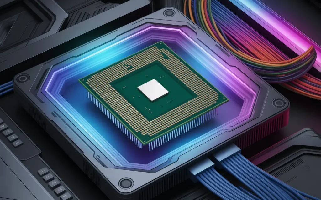 Are More CPU Threads Always Better for Your Computer? Close-up of a CPU with RGB lighting highlighting advanced design.
