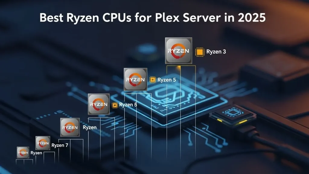 Best Ryzen CPUs for Plex Server in 2025 with Ryzen 3, 5, 7, and Ryzen series processors.