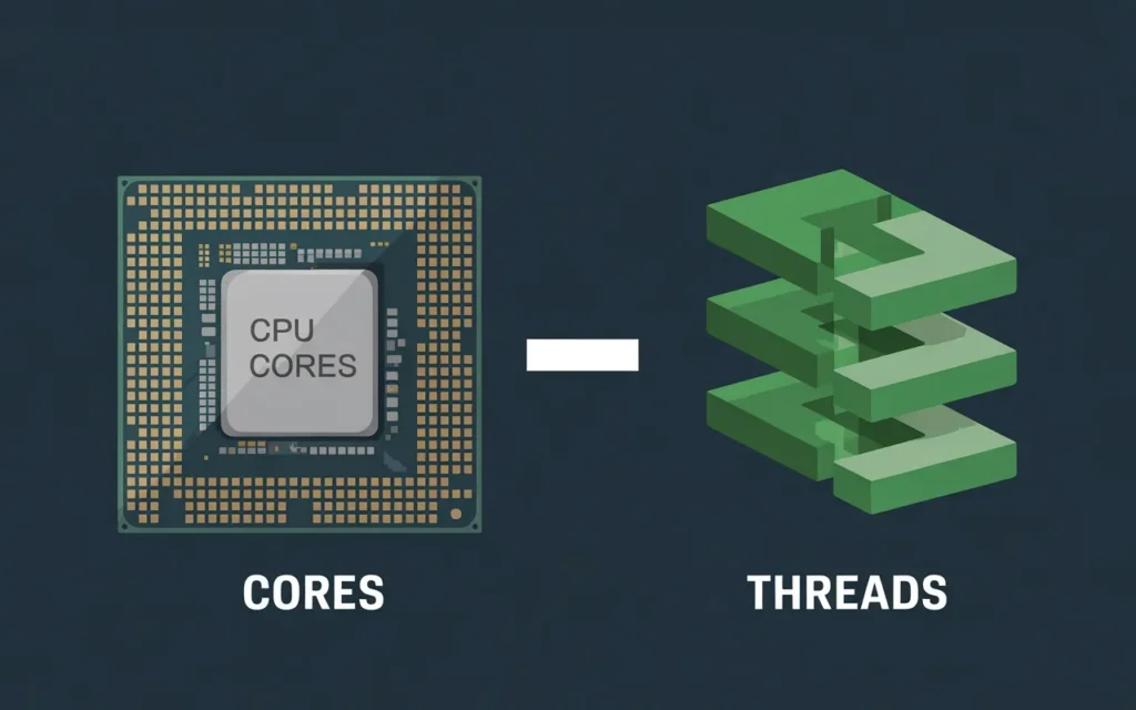Understanding the Difference Between CPU Cores and Threads: Visual representation of CPU cores versus threads.