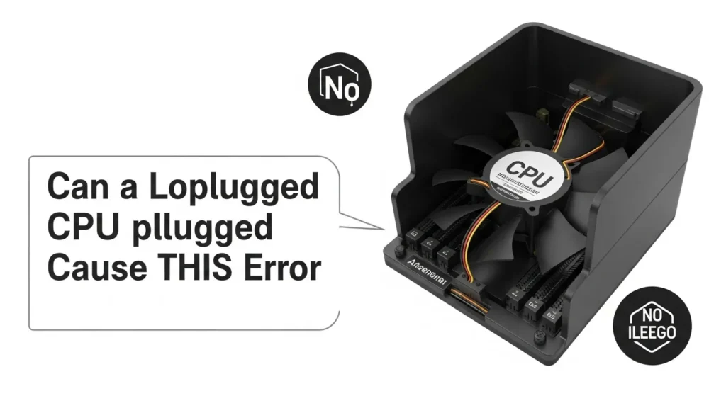 Can a Loose or Unplugged CPU Fan Cause This Error? showing CPU fan not properly connected inside computer case