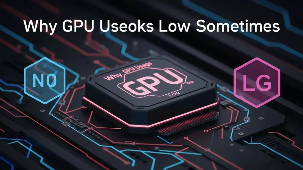 Why GPU Usage Looks Low Sometimes: illustration of GPU on motherboard with low usage indicators