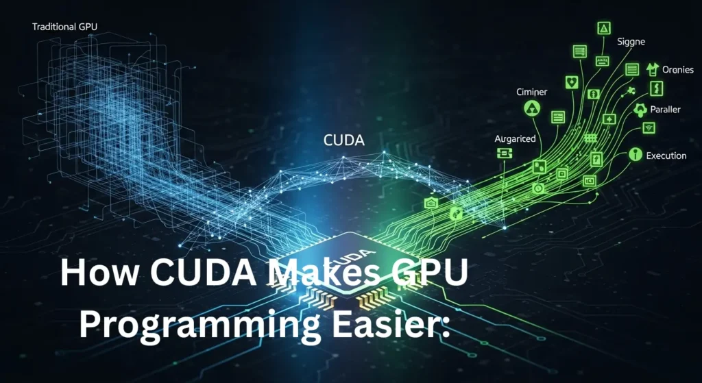 How CUDA Makes GPU Programming Easier: traditional GPU vs parallel processing by NVIDIA diagram